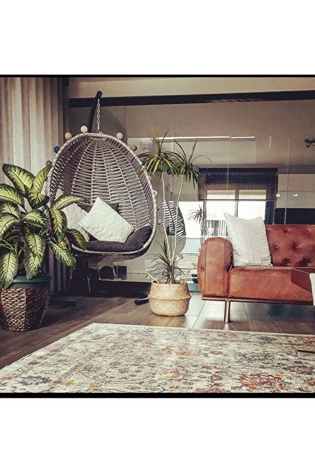 Alaçatı Model Salıncak Tek Kişilik Makrome Ip Örgü Bahçe Balkon Ev Salıncağı